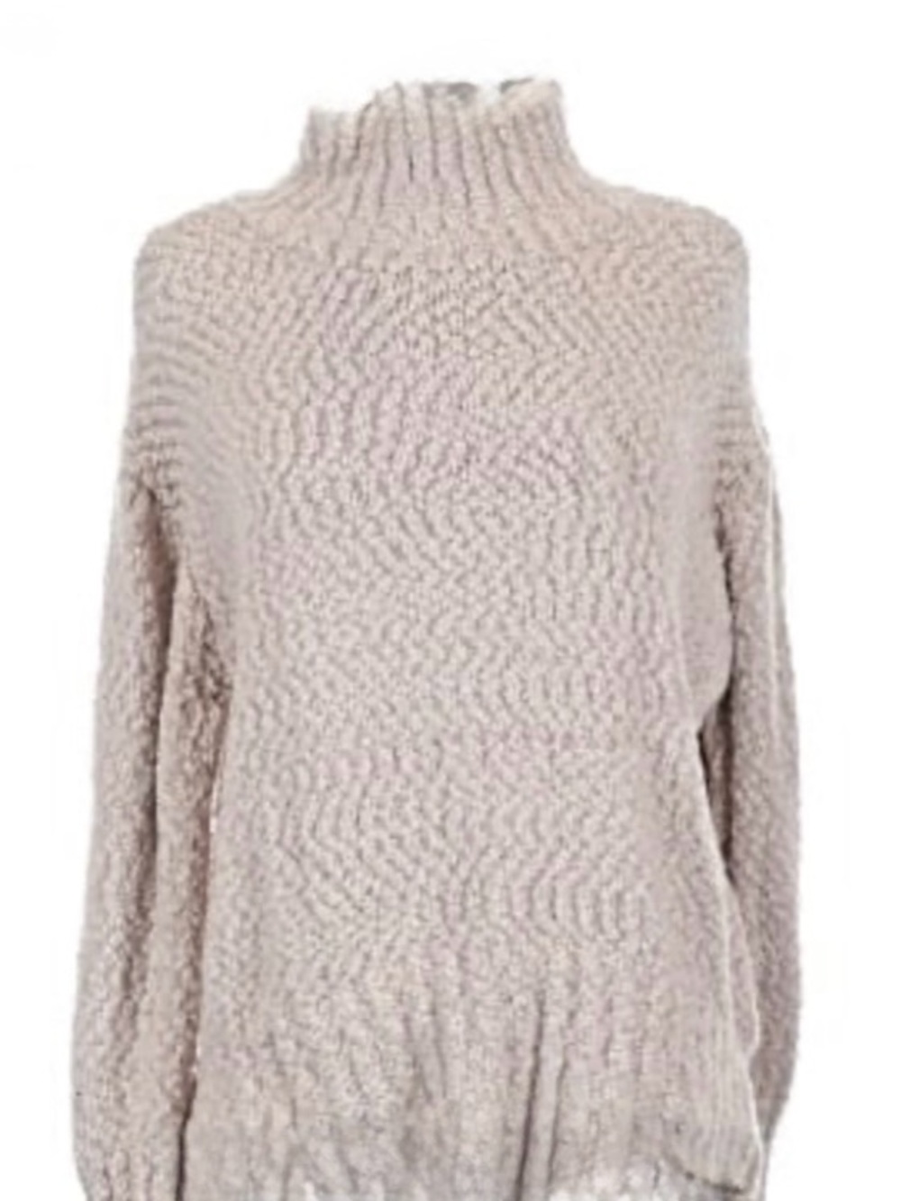 Cynthia Rowley Textured Mock Neck Sweater - Light Beige